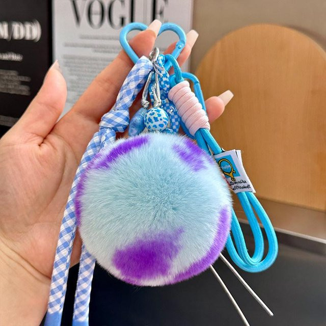 Linyi toy Schlüsselanhänger Plüschfell, blau, 8 cm, Damen - Bild 1