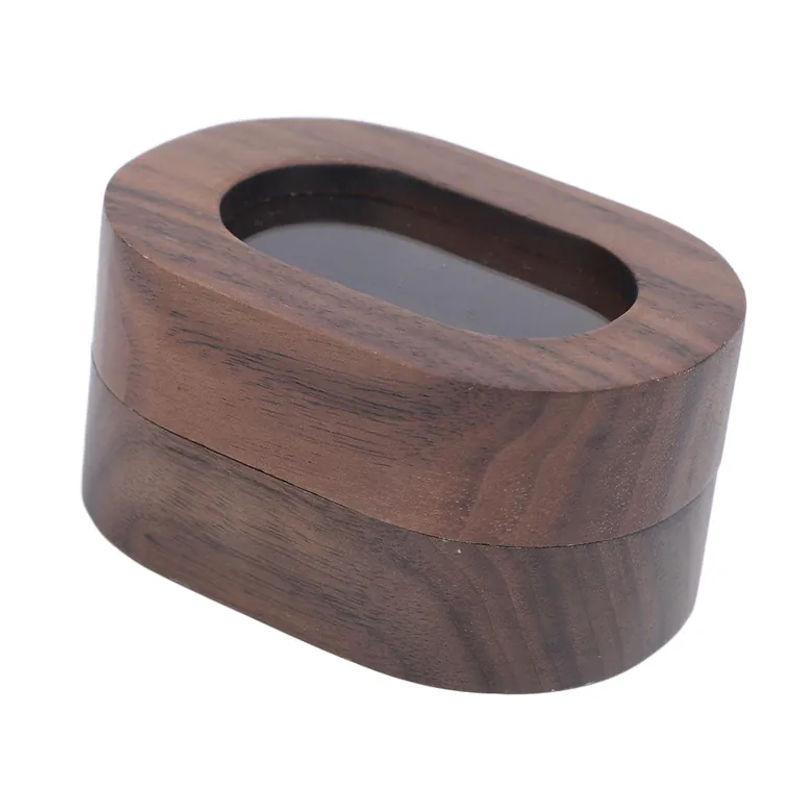 Neoglint Ringbox aus Holz in Braun mit ovalem Acrylfenster im Vintage-Design für Hochzeiten und Verlobungen - Bild 4