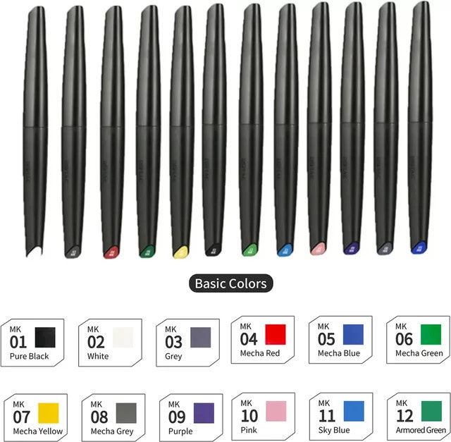 DSPIAE Acryl-Marker Set mit weicher Spitze auf Wasserbasis in Multicolour für Gundam-Modelle und DIY-Hobby-Projekte - Bild 1