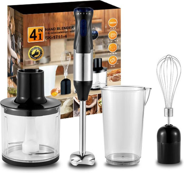 Romancom 4-in-1 Stabmixer mit 1000W in Schwarz aus Edelstahl - Bild 1
