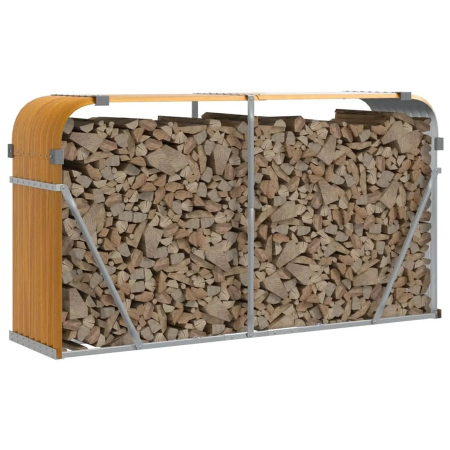 vidaXL Kaminholzunterstand aus verzinktem Stahl in Braun, B/T/H: 180 x 45 x 100 cm - Bild 2