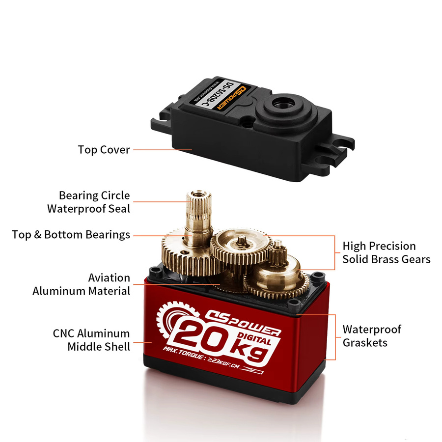 DSPOWER Digital Servo, Metallgetriebe, 20KG - Bild 3