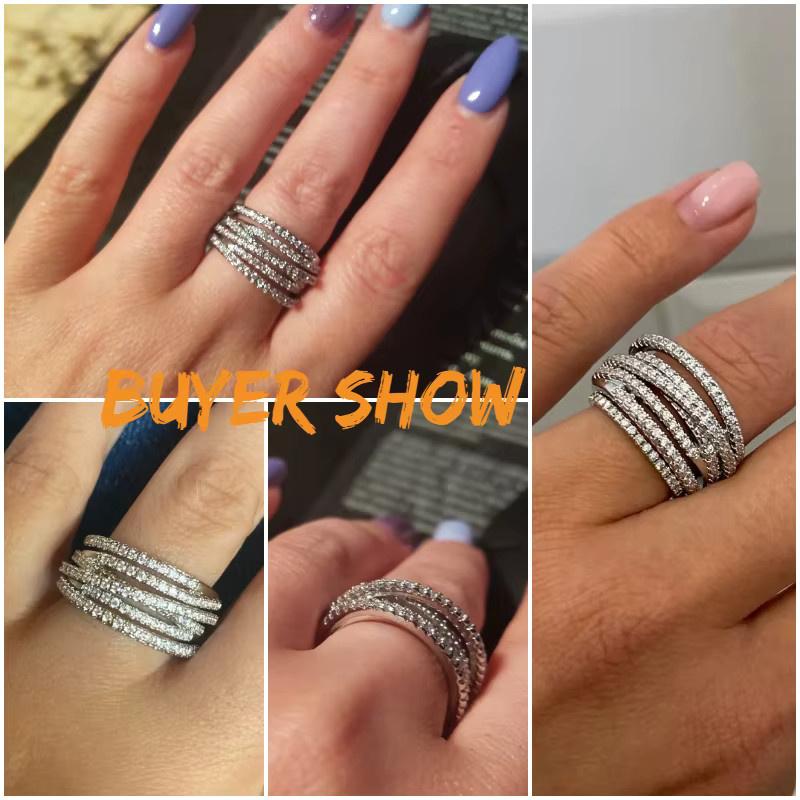 Huitan Ring, Kreuz Design, Zirkonia, Silber, Damen - Bild 2