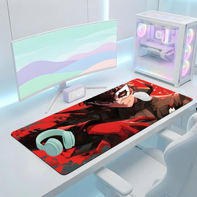 P-persona 5Joker Anime-Mauspad in Schwarz, großes Gaming-Mauspad mit LockEdge als verdickte Tischunterlage für Computer und Tastatur - Bild 1