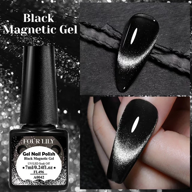 FOUR LILY Magnetgel, schwarzes Kristall-Katzen-Gel, 7 ml - Bild 1