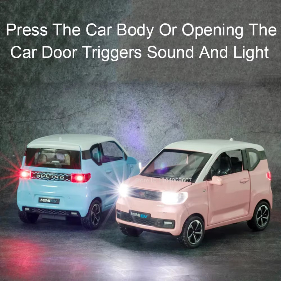 MAKEDA WuLing HongGuang Mini EV-Autos, Spielzeugmodelle, Maßstab 1:24, Legierung, mit Licht und Sound - Bild 3
