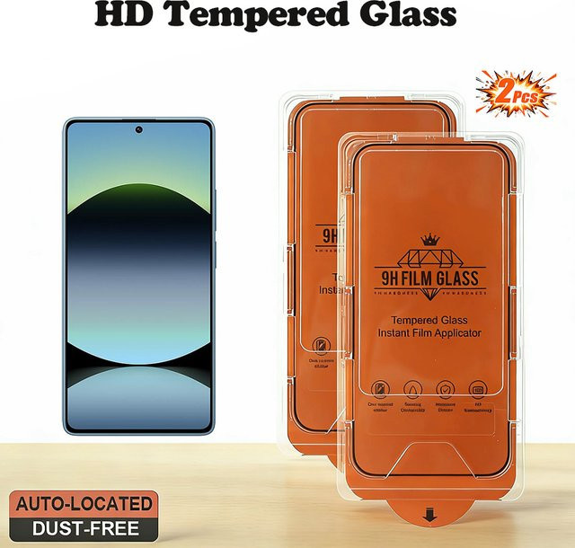 2 Stück Premium Displayschutzfolie aus gehärtetem Glas für Xiaomi Redmi 14C, Redmi 14R, Redmi Note 14 und Redmi Note 14S, transparent, staubfreie und einfache Installation - Bild 1