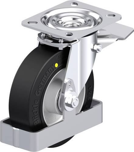 Blickle L-ALEV 125K-ST-EL-FS Stahlblech-Lenkrolle in Schwarz-Grau mit 125 mm Rad-Durchmesser und 250 kg Tragfähigkeit - Bild 1