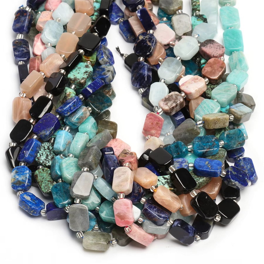 Spacer Perlen Amethyst, Rose Quarz, Apatit, Rechteck, Bunt, Unisex - Bild 6