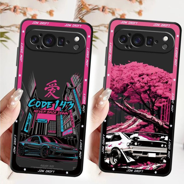 Handyhülle Softcover für Google Pixel 10 9 Pro XL 8 Pro 7 6 mit Japanisches JDM Drift Car Red Sun Design in Rot - Bild 1