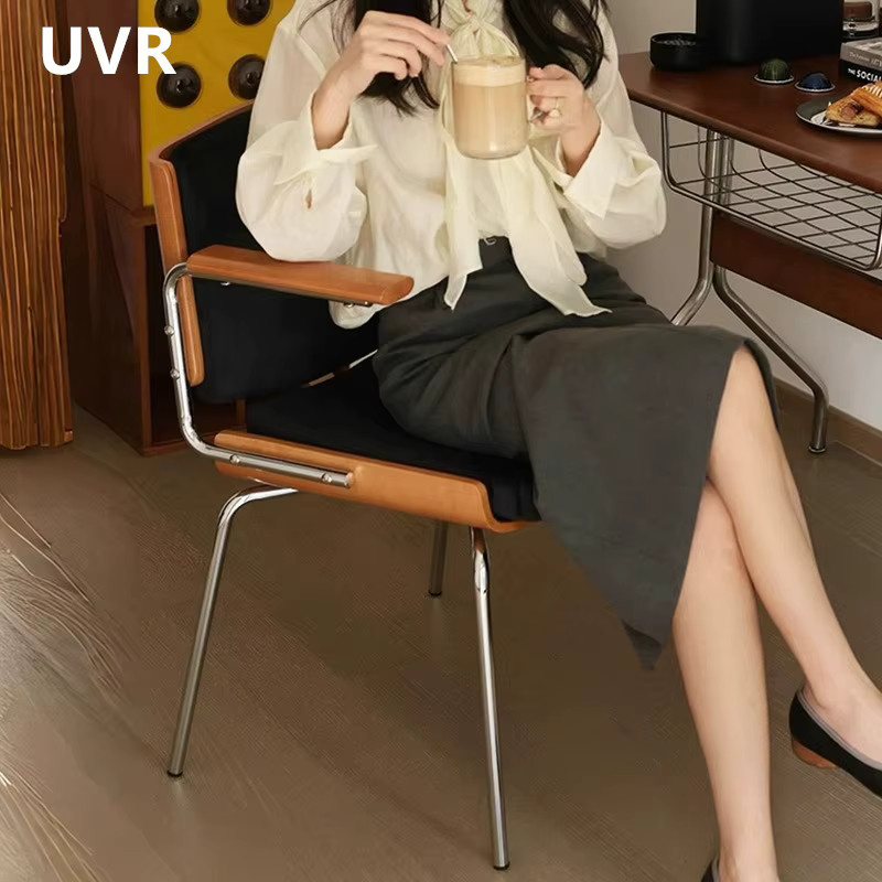 UVR Luxus Stuhl mit Rückenlehne aus Stoff und Metallgestell in Schwarz für Restaurant, Küche oder Balkon - Bild 2