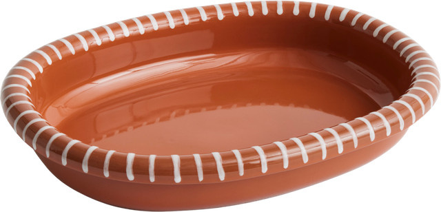 HAY Barro Schale Oval aus Keramik in Orange gestreift - Bild 1