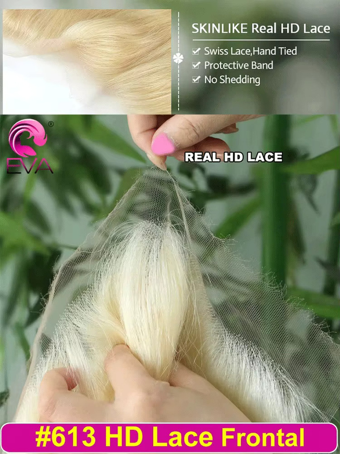 Eva Hair HD-Spitze Lace Frontal und Lace Closures, Echthaar, 613, Glatt & Body Wave - Bild 4