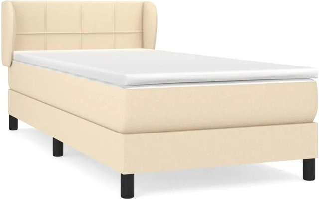 vidaXL Boxspringbett Hybrid mit Matratze und Taschenfederkern in Creme/Beige, B/T: 100 x 200 cm - Bild 1