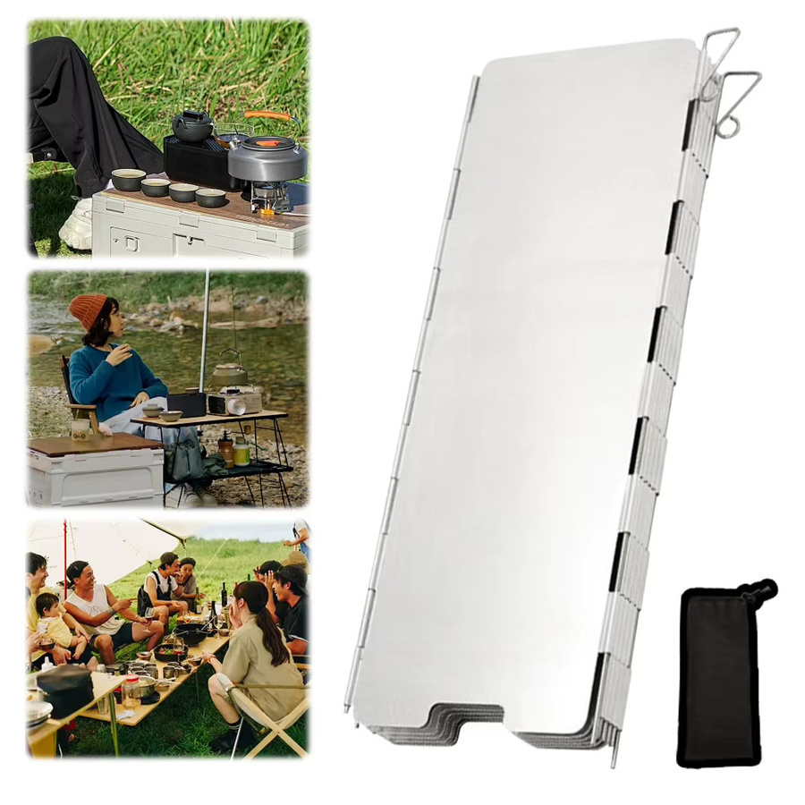 ATUOTIN Windschutz für Outdoor-Kocher aus Aluminiumlegierung mit Aufbewahrungstasche, Silber, 8/10 Platten - Bild 2