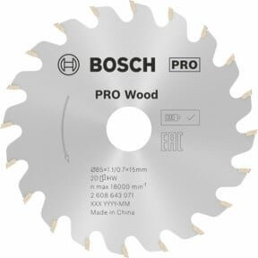 Bosch Optiline Wood Kreissägeblatt für Handkreissägen, Durchmesser: 85 mm, 20 Zähne - Bild 2