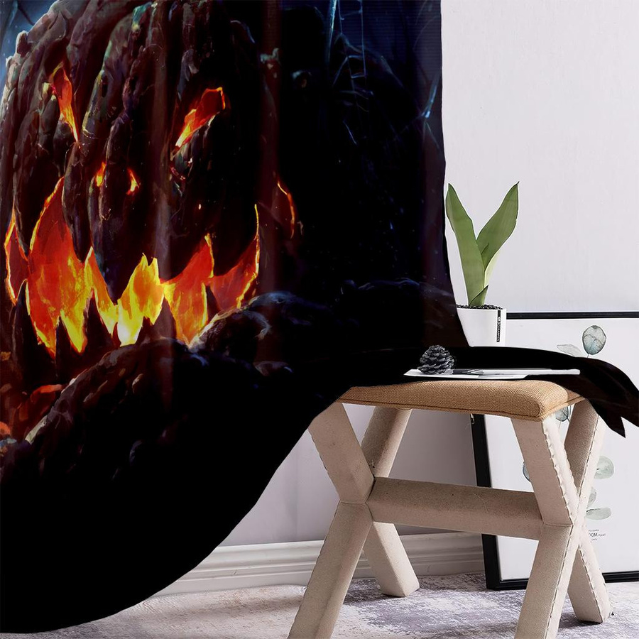 Yiran Furniture Halloween Horror Kürbis Vorhänge mit Grafikdruck, 2er-Set, B: 50 cm, H: 140 cm, Mehrfarbig - Bild 3
