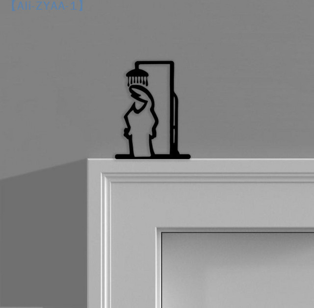 JETTING Wanddekoration Duschfigur aus Metall in Schwarz, minimalistisches Badezimmer-Schild im organischen Design - Bild 1