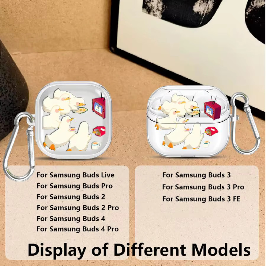 Transparente Cartoon-Enten Schutzhülle für Samsung Galaxy Buds 2, 3 FE, 3 Pro, Live und 4 Pro - Bild 2