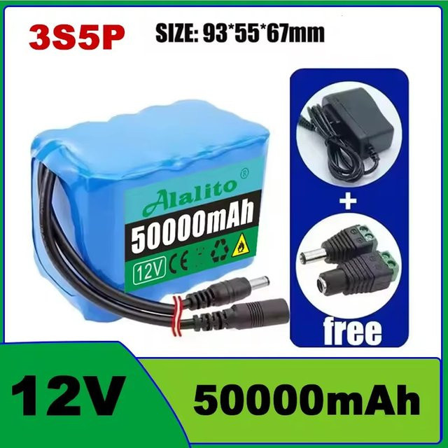 ALalito Lithium-Akku 12V 3S4P mit 40000mAh in Blau für Angelboote, LED-Leuchten und Überwachungskameras - Bild 1