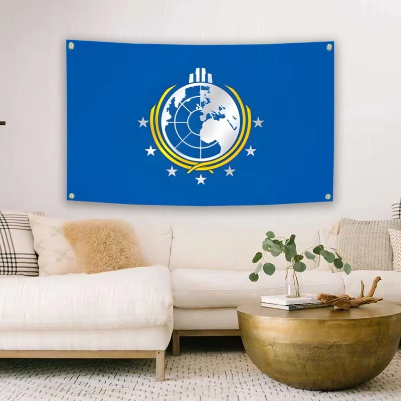 Super Earth Flag Helldivers Außenbanner aus Polyester für Gartenwand und Dekoration, Blau, B/H: 152,4 x 91,44 cm - Bild 2