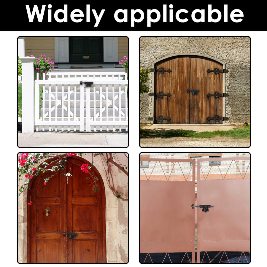 Robuster Schieberiegelschloss als Tür- und Fensterverschluss in Schwarz für Außentüren, Schuppen, Scheunen und Schränke - Bild 6