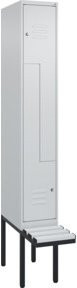 C+P Z-Spind Classic PLUS Sitzbank mit 2 Fächern und Zylinderschloss, grau, B/T/H: 212,0 x 30,0 x 81,5 cm - Bild 1
