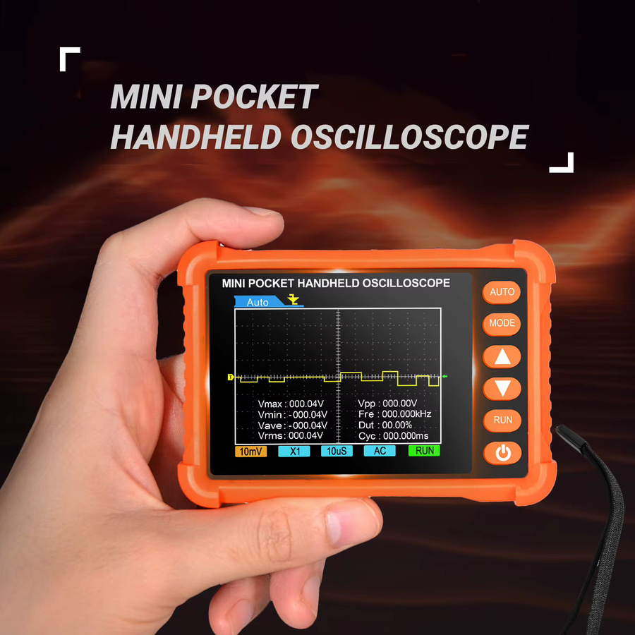 HoldPeak Professionelles Handoszilloskop in Orange mit 2,5 MS/s, 250 kHz, 2,8 Zoll LCD und 1/10 Sonde sowie Kalibrierfunktion für die elektronische Wartung - Bild 3