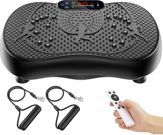 Betuyoo Vibrationsplatte Fitnessgerät in Schwarz mit 180 Geschwindigkeitsstufen, LCD-Touchscreen, Bluetooth-Musik, 5 Automatikmodi und magnetischer Massage, Belastbarkeit bis 150 kg - Bild 1