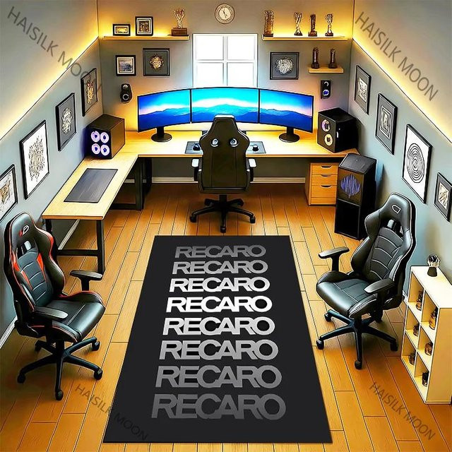 Karpetti Teppich mit R-Recaro Logo Druck in Schwarz für Wohnzimmer, Schlafzimmer oder Büro, B/T: 140 x 80 cm - Bild 1