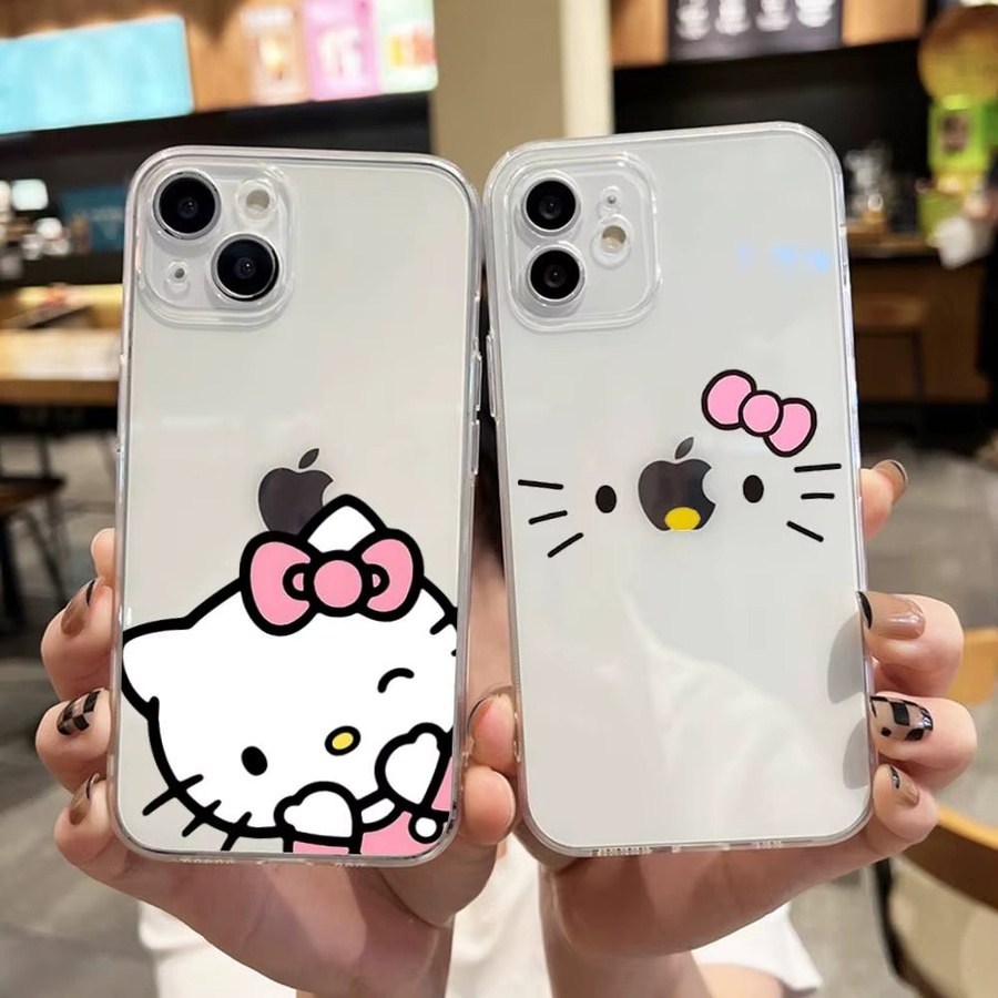 Transparente Hello Kitty Handyhülle im Kawaii Cartoon Design für Apple iPhone Modelle - Bild 2