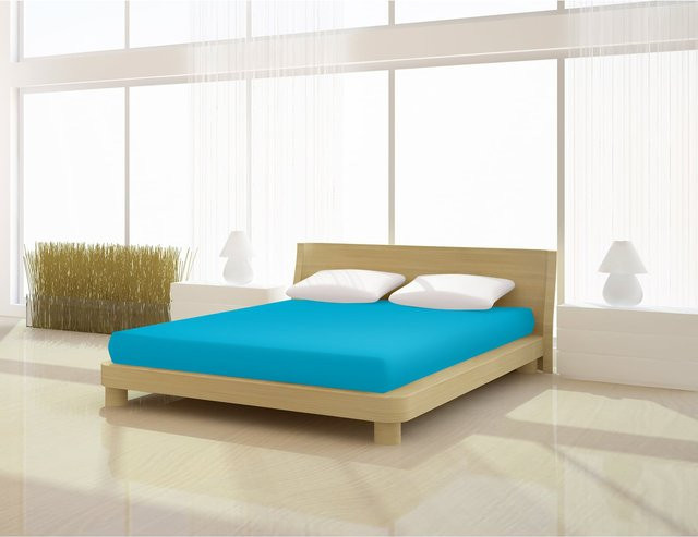 Mr. Sandman Spannbetttuch de luxe aus Elastan in Blau, B: 120-130 cm, L: 200-220 cm - Bild 1