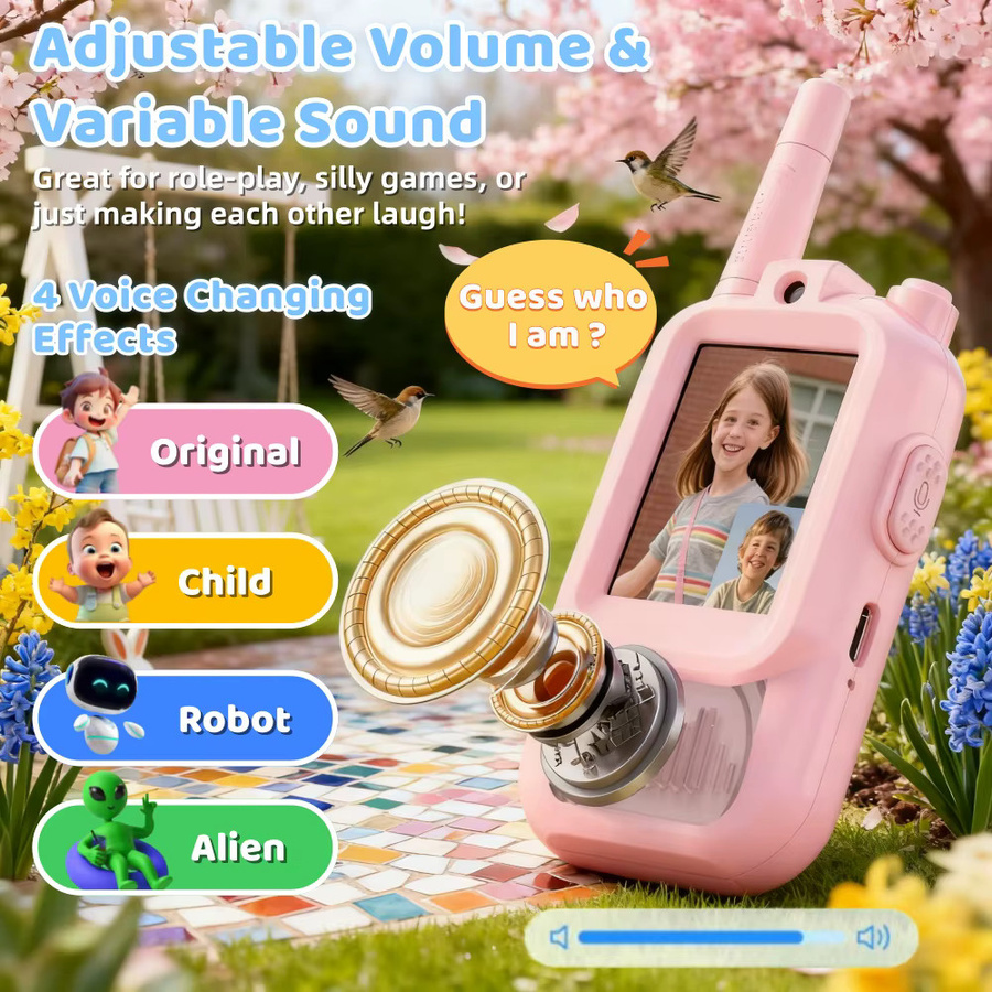 Ourlife Video-Walkie-Talkies für Kinder mit 2-Zoll-HD-Bildschirm, 2 Stück, Blau - Bild 2