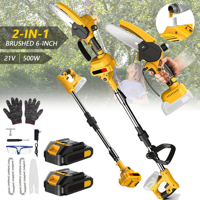 Elektrische Teleskop-Kettensäge als Hochastsäge für Makita LXT Akkus, Gelb, 6 Zoll - Bild 1