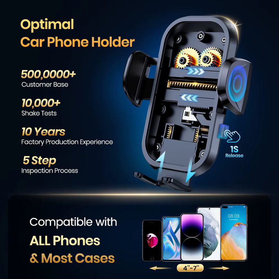 TOPK Autotelefonhalterung für Lüftungsschlitze mit 360 Grad Metallhaken in Schwarz, universelle Verlängerungs-Halterung für iPhone, Samsung und Xiaomi - Bild 2