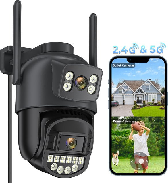 BESDER Outdoor PTZ IP Sicherheitsschutzkamera mit Dual Lens, 10MP Auflösung, 5GHz WiFi und KI-Menschenerkennung in Schwarz - Bild 1
