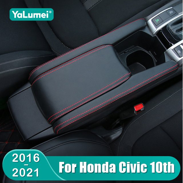 YaLumei Armlehnen-Abdeckung aus Leder für Honda Civic 10. Generation (2016-2021), Farbe: Schwarz - Bild 1