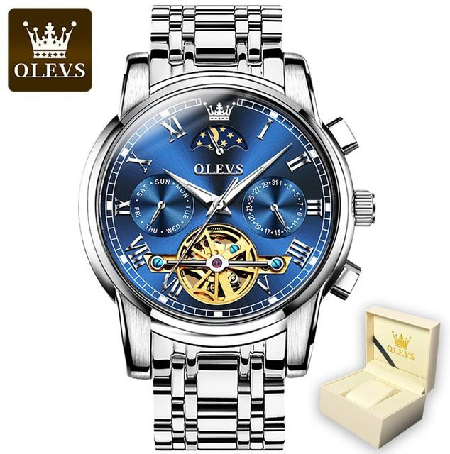OLEVS Armbanduhr Automatik, Edelstahl, Grau, 41 mm, Herren - Bild 1
