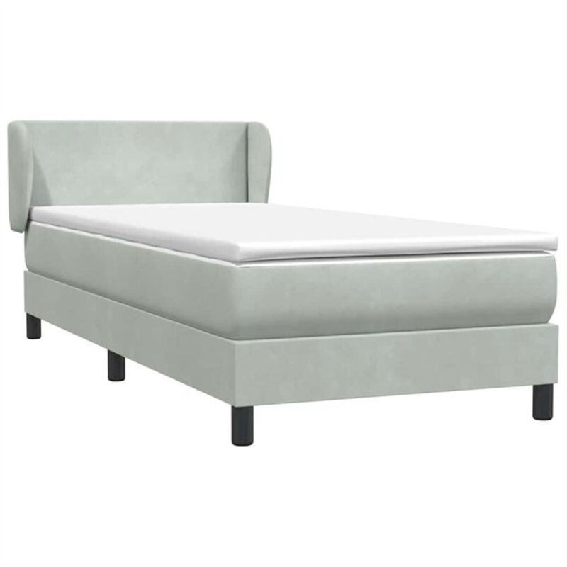 Vidaxl Boxspringbett mit Matratze in Grau und Weiß aus Samt, Modernes Design, B/T/H: 80 x 220 x 78 cm - Bild 1