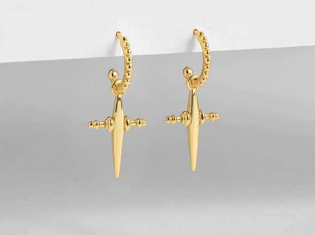 Erpels Ohrringe, vergoldet, Kreuzanhänger, Damen, Gold - Bild 1