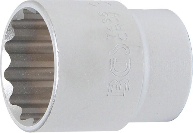 BGS Steckschlüssel Einsatz Zwölfkant aus Chrom-Vanadium in Silber, Antrieb 3/4 Zoll, Schlüsselweite 36 mm - Bild 1