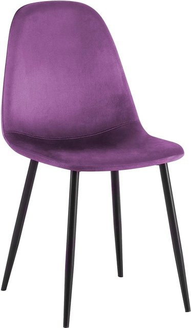 DELUKE Esszimmerstuhl LISEN aus Samt in Lila, B/T/H: 44 x 51 x 88 cm - Bild 1