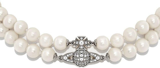 Vivienne Westwood Perlen-Choker Halskette, Silber, Messing, Zirkonia, Damen - Bild 1