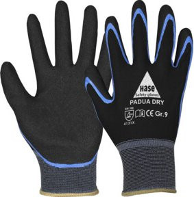 Hase Montagehandschuhe Padua Dry in Schwarz, Größe 10, aus Nylon mit Nitrilbeschichtung - Bild 1