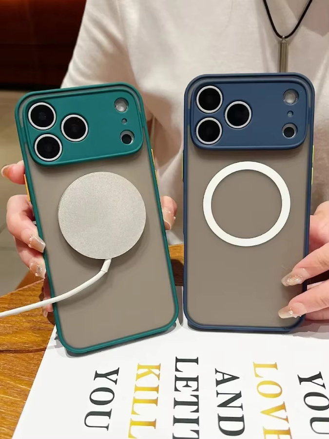 Transparente matte Handyhülle mit magnetischem Kameraschutz für Apple iPhone 17 Air 16E 15 14 Plus 13 12 Mini 11 Pro Max - Bild 3