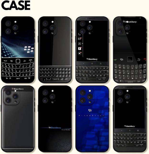 Retro B-Blackberry Handyhülle für iPhone 17 16 15 14 13 12 11 Pro Max Plus in Schwarz aus weichem TPU - Bild 1