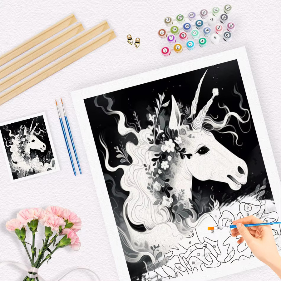 RUOPOTY Malen nach Zahlen Set mit Tiermotiven für Anfänger und Erwachsene, DIY Wandkunst Set in Mehrfarbig mit Malpinseln und Papier - Bild 2