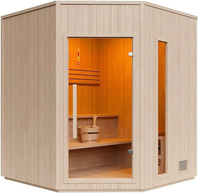 Finnische Sauna Kotka von Vente-unique aus kanadischem Kiefernholz in Naturfarben Hell Beige, Breite: 150 cm - Bild 1