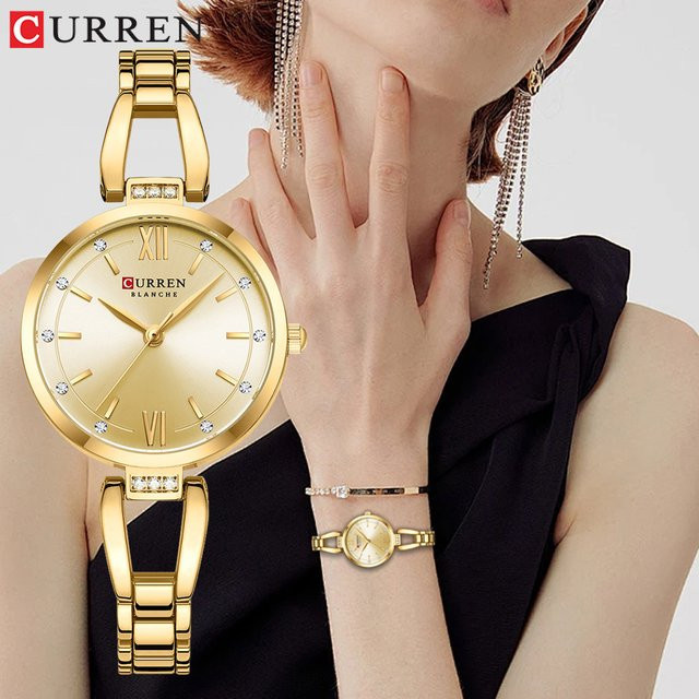 CURREN Armbanduhr Quarz, Edelstahl, Gold, Damen, Vintage - Bild 1