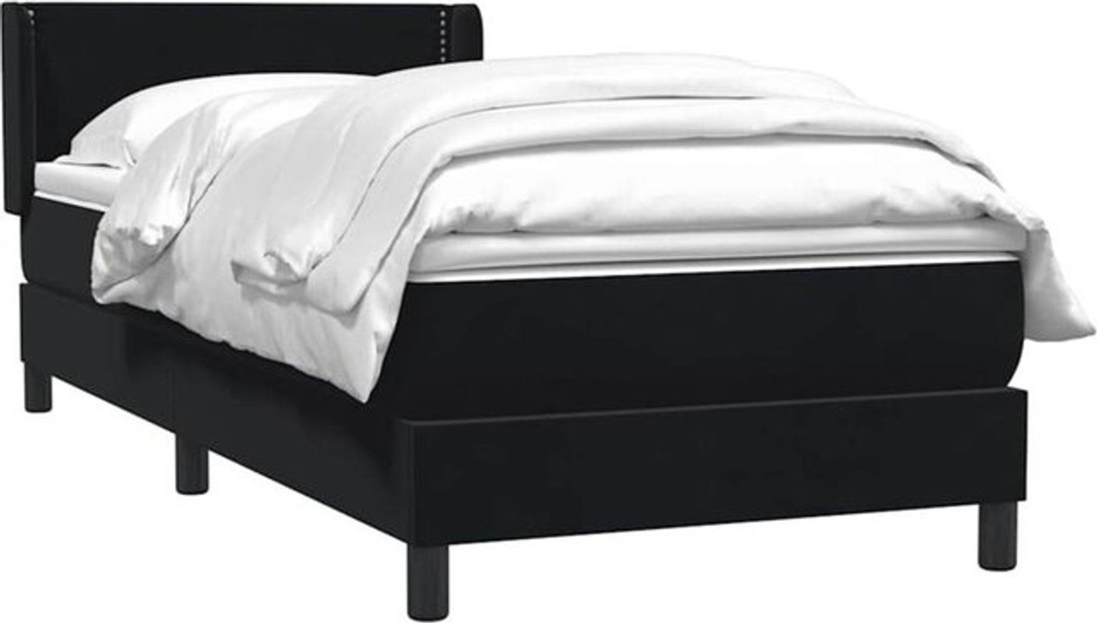 vidaxl Boxspringbett mit Matratze aus Samt in Schwarz B/T/H: 90 x 210 cm - Bild 1